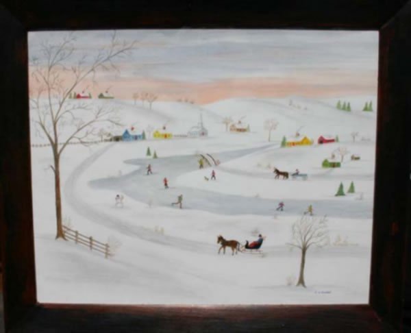 Evelyn S. Dubiel 9 3/8 x 11 1/2 w/c "Winter Delig
