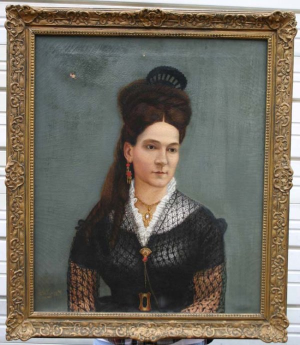 sgnd ? Dtd 1879 25 1/4 x 30 1/4 o/c portrait of a
