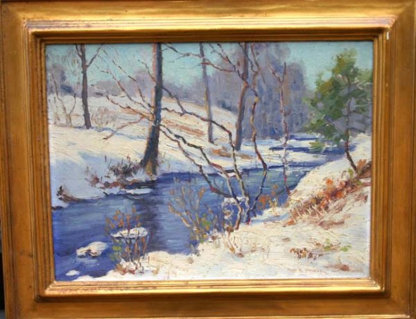 Edith Briscoe Stevens 12x16 o/bd winter landscape