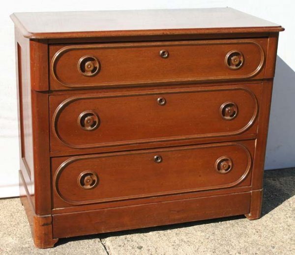 3 drawer plus secret drawer Vict walnut dresser w