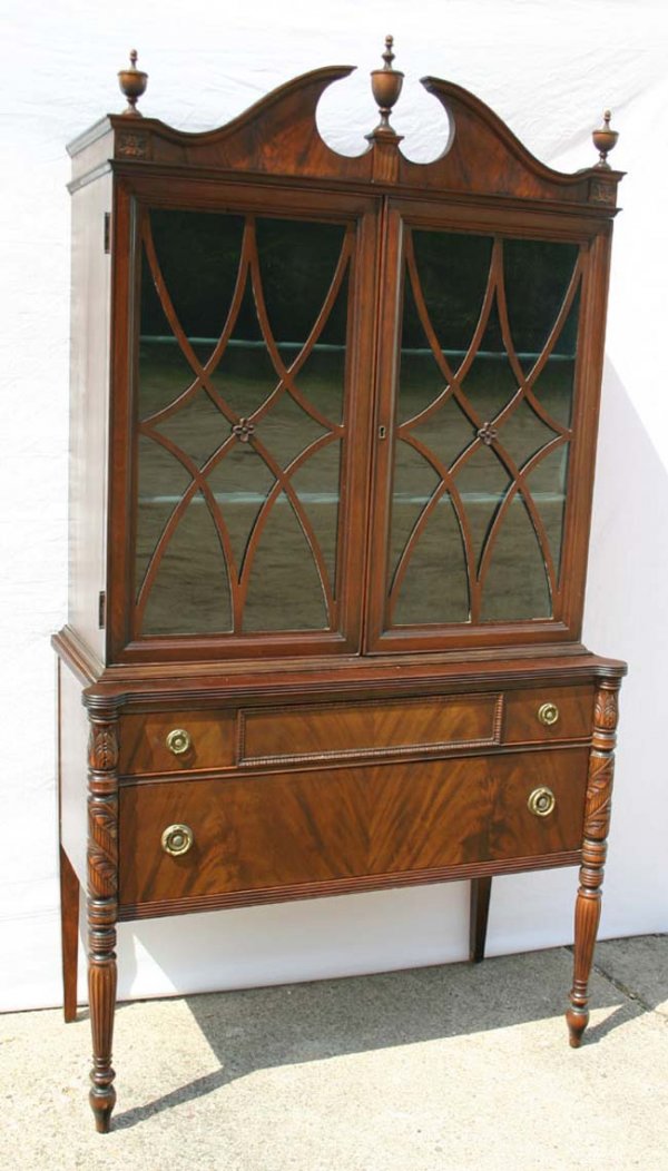 Fine quality mahogany china cabinet w acanthus carv