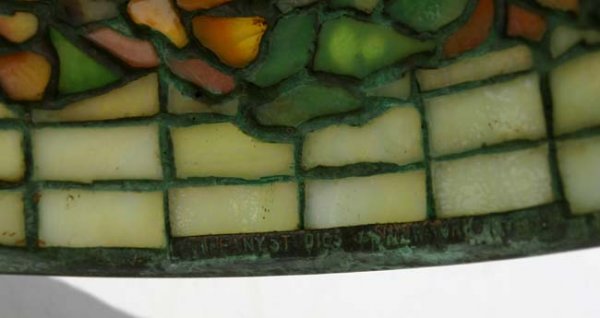 outstanding sgnd TIFFANY lamp 14" beautiful belted - 2