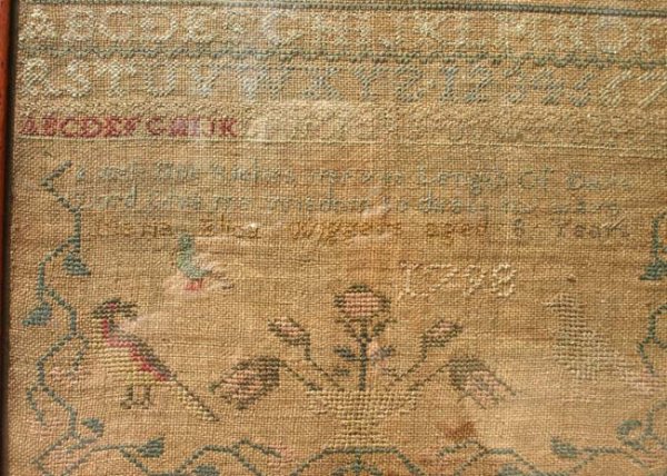 Early dtd 1798 alphabet. Verse & pictoral 18 ¾" x 1 - 2