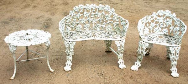 3 pc antique cast iron garden set