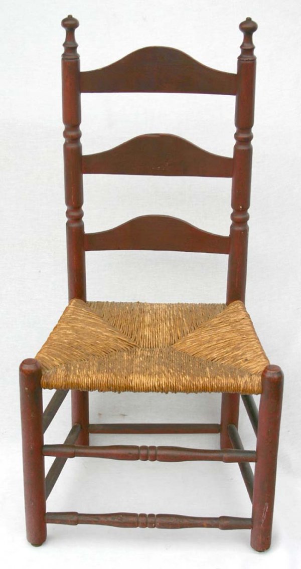 late 18th C ladderback sidechair w nice turnings,