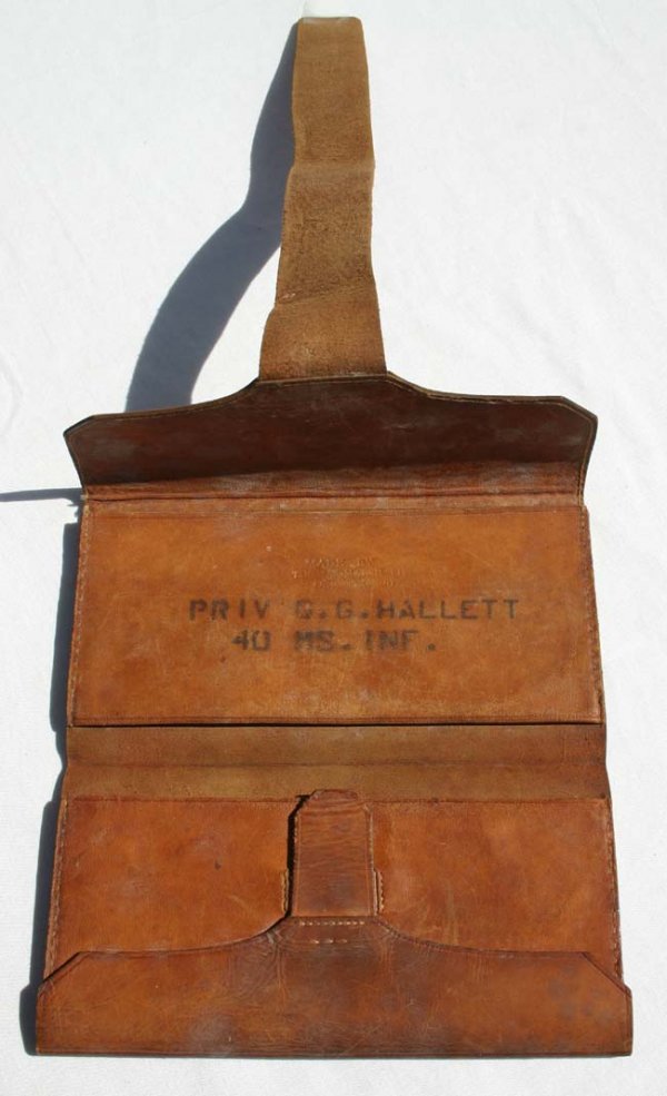 Civil War wallet ID'd to Private G.G. Hallett 40 MS