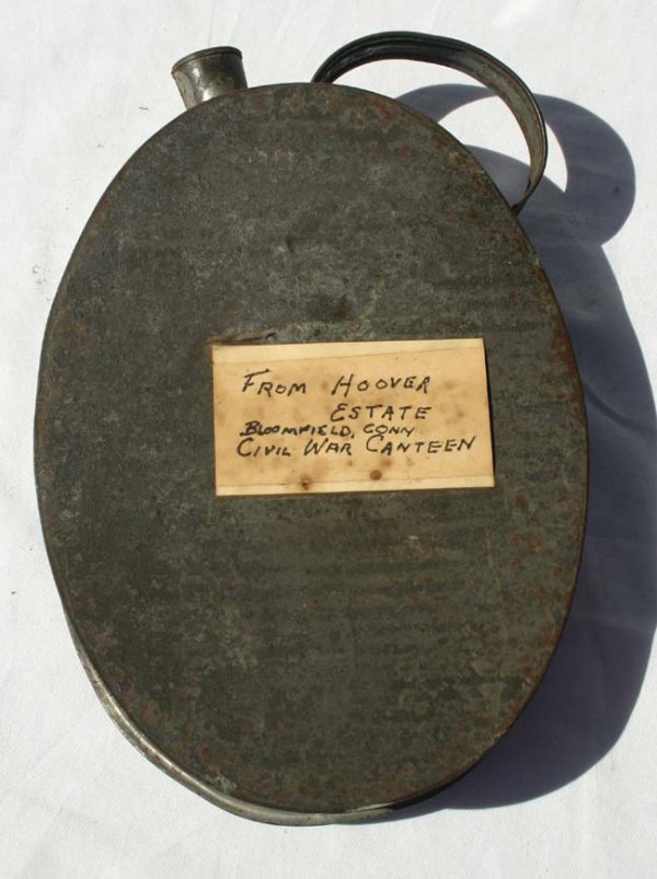tin Civil War canteen w provenance from Hoover Esta