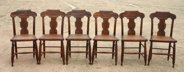 set of 6 orig grain painted mid 19th C vase back c