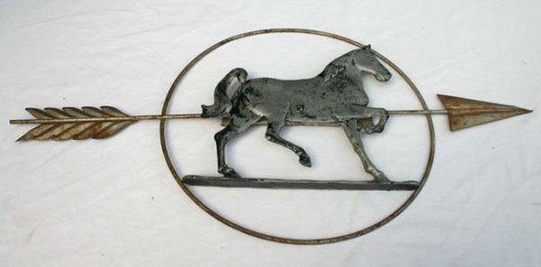 Antique cast aluminum 31 ½" horse & arrow weatherv