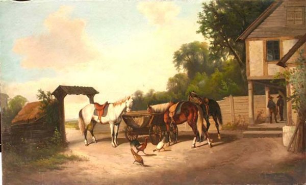 Important attributed Wm Hahn wonderful 22x36 o/c w