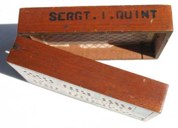 Civil War POW box w cribbage board top & bottom ID - 3