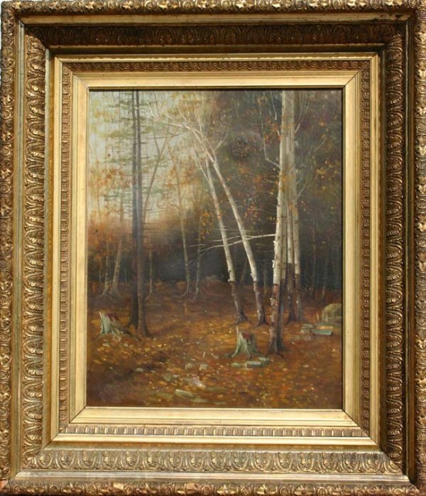 Hartwell Leon Woodcock 20x16 o/c birch tree woodla - 2