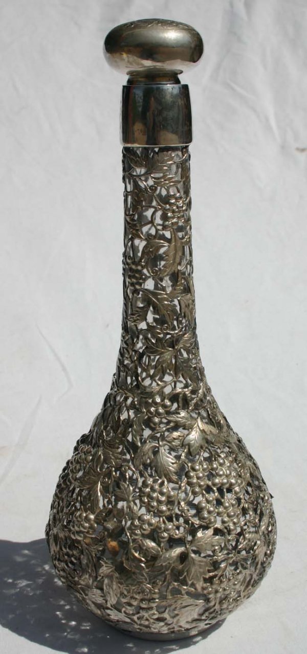 Vuchang silver overlay decanter 11 1/2" tall