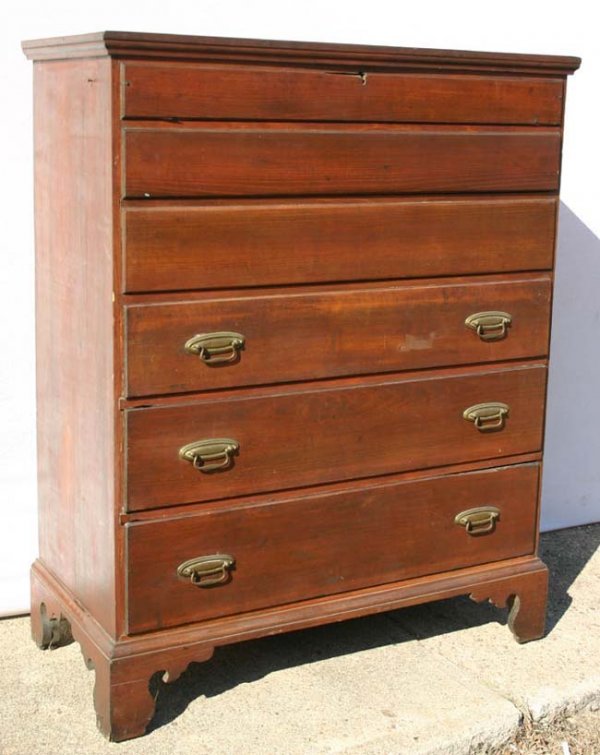 ca 1780 tulipwood 3 over 3 drawer tall blanket che