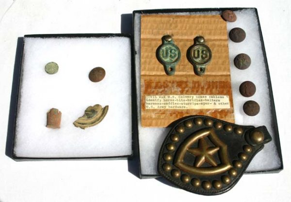2 lots of Civil War artifacts incl Martingale plat
