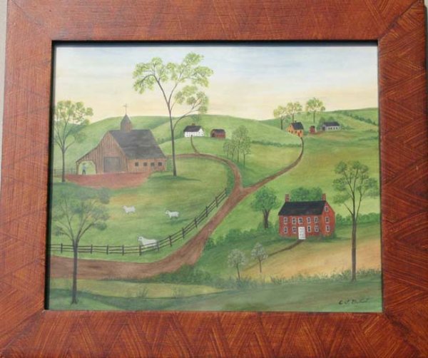 Fine Evelyn S. Dubiel 8 ½ x 10 ¼ w/c "Farm Scene F