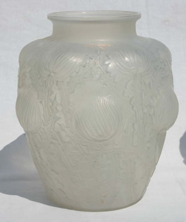 sgnd R. Lalique "Domremy" frosted 8 1/2" thistle d