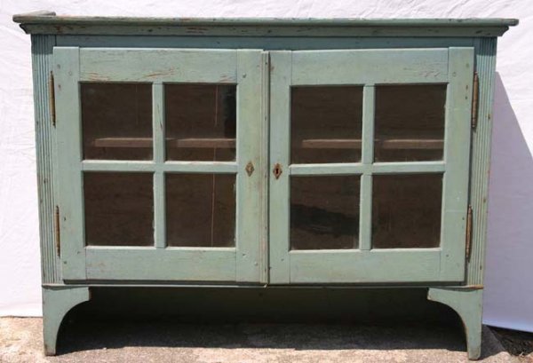 Ca 1770 PA cupboard top in old blue/green paint
