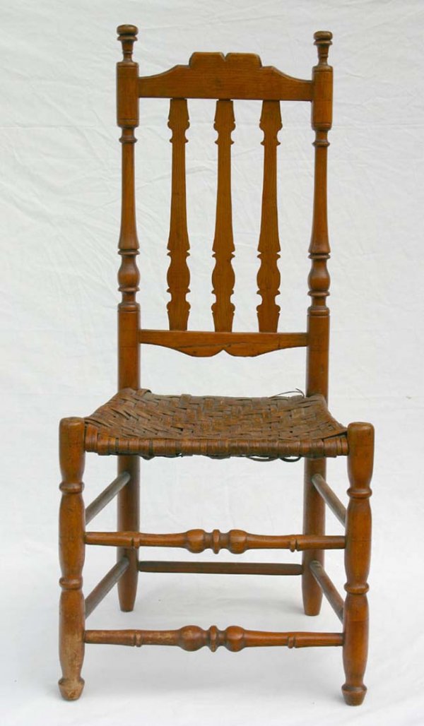 Early ca 1740 Eastern MA maple & ash banister back