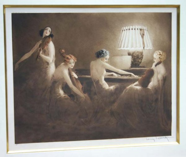 very important Louis Icart etching "Melody Hour" –
