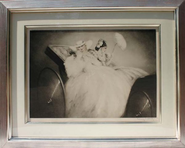 Rare Louis Icart etching "On The Champs Elysees"