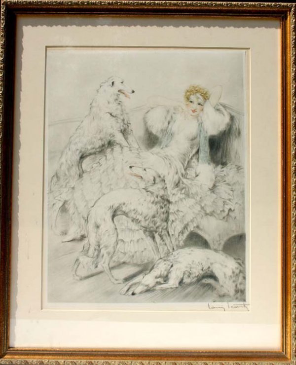 Rare Louis Icart etching "Symphony In White"