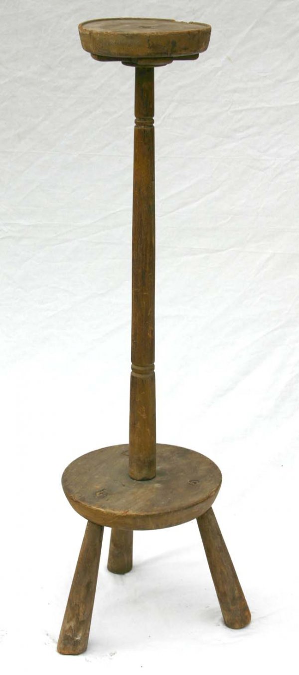 18th C American primitive 3 legged lighting stand