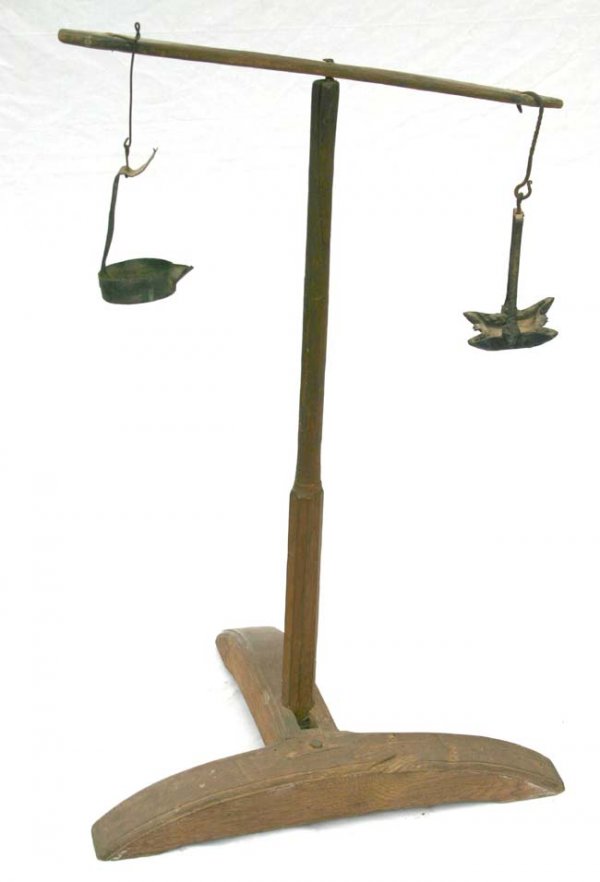 early American lighting stand w 2 antique betty la