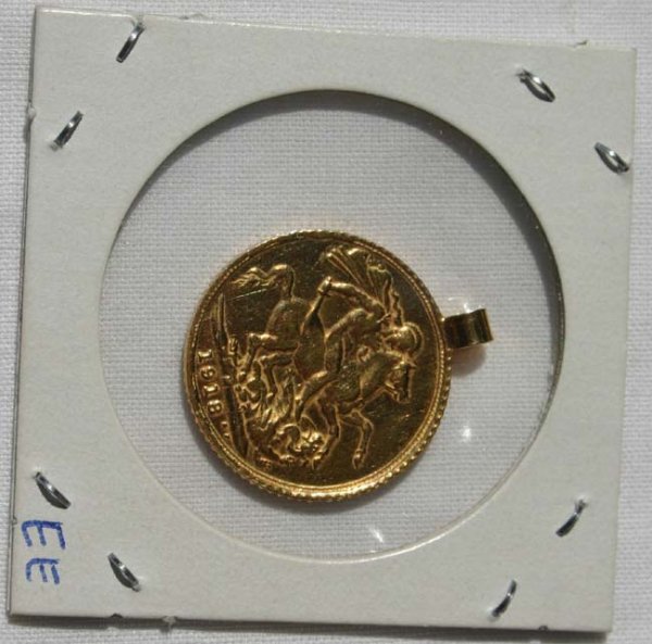 1918 English Gold coin pendant - weighs 1/3 ounce - 2