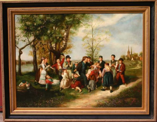 very large 36 x 48 o/c children at play genre