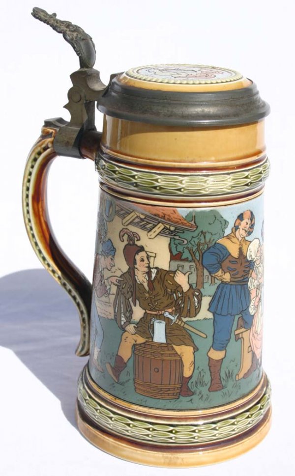 Mettlach 1/2 L stein #2501 (crack in lid)