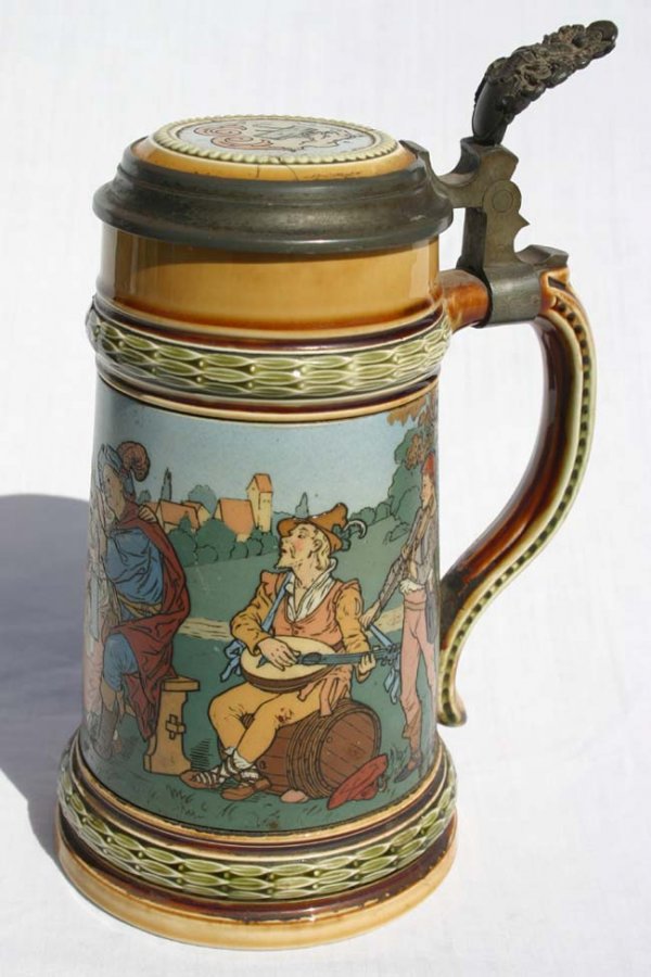 Mettlach 1/2 L stein #2501 (crack in lid) - 2