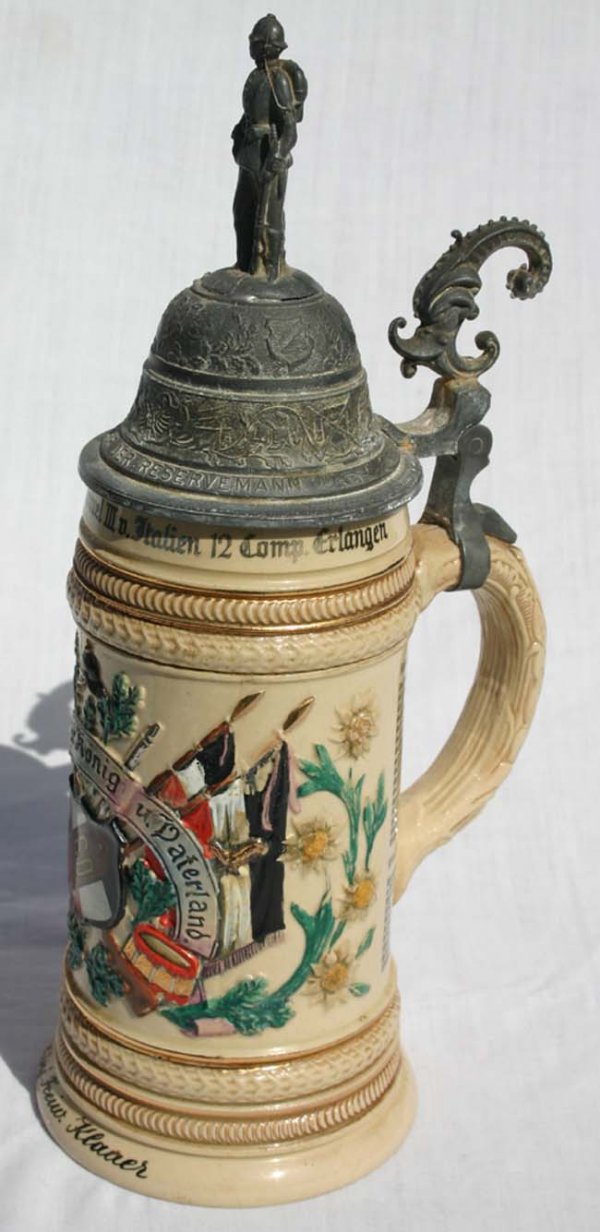 Gertz Military 1/2 L stein (finial possibly resold - 2