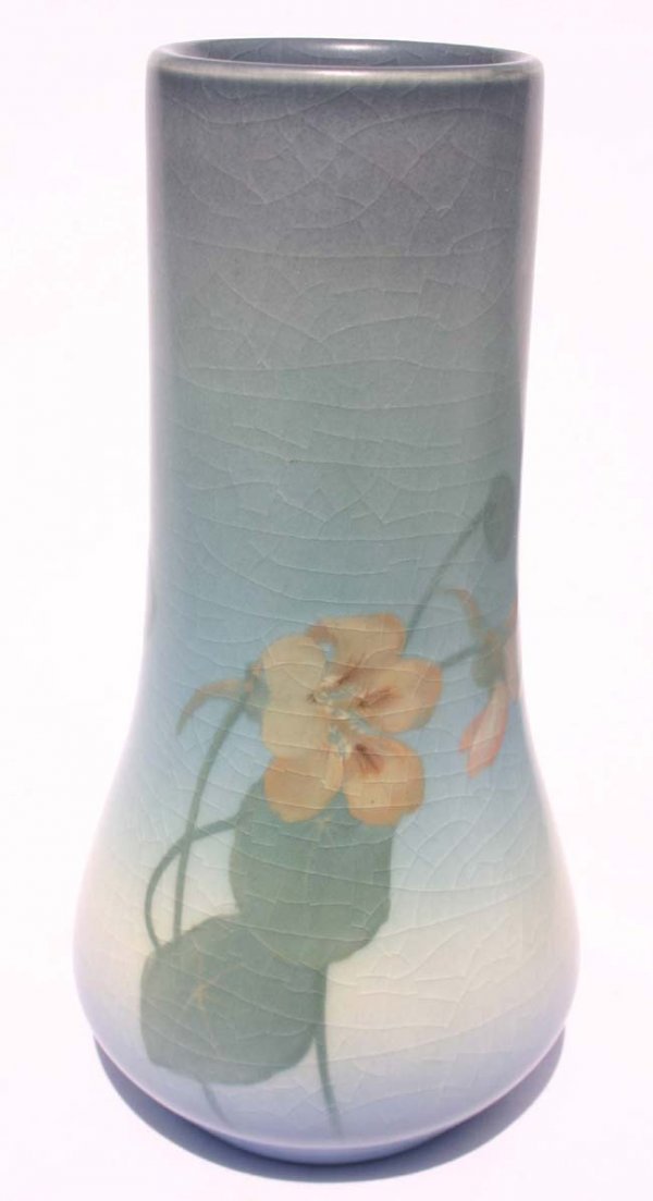 Rookwood dtd 1914 vellum vase w nasturtium dec by  - 2
