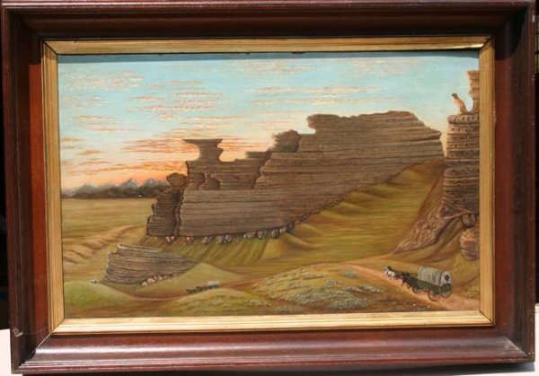 Fine quality lg 19x30 o/c Western landscape w cove
