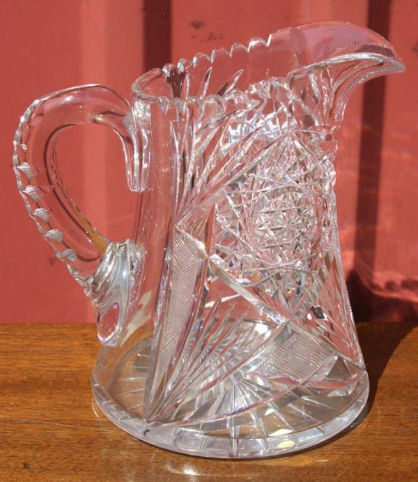 2 pcs sgnd Hoare & Co cut glass incl 8" tall pitch