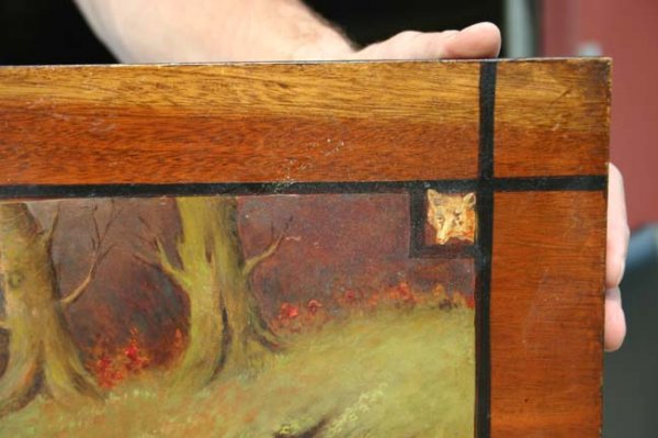 signed Schiller (?) dtd 1921 16x30 o/panel hunt sc - 2