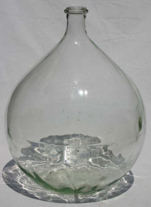 lg 25 1/2" 3pc blown mold glass light green bottle