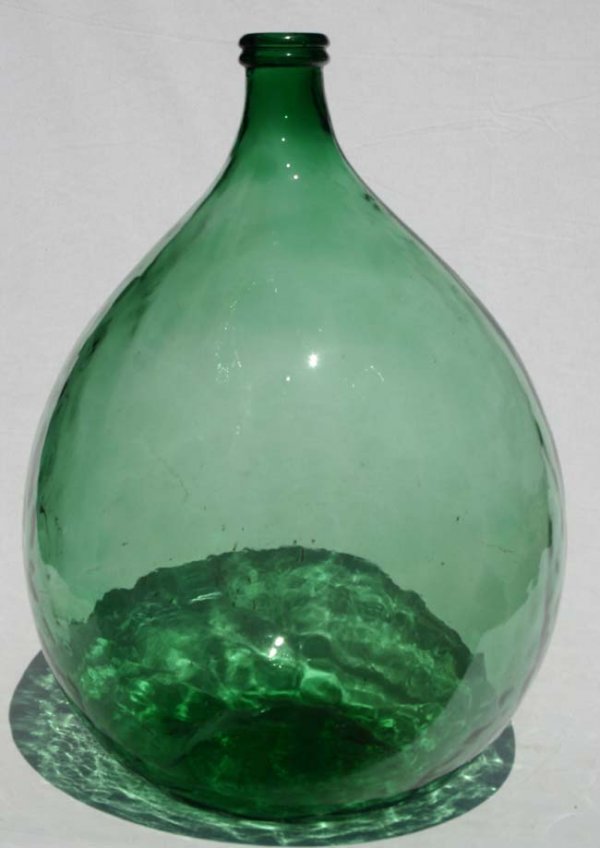lg 25 1/2" blown mold glass dark green bottle