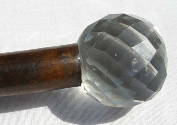 Cane w crystal glass ball top - 35 1/4" long - 2
