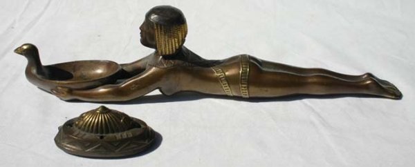 Art Deco 13 ¼" long female figural Egyptian Reviva