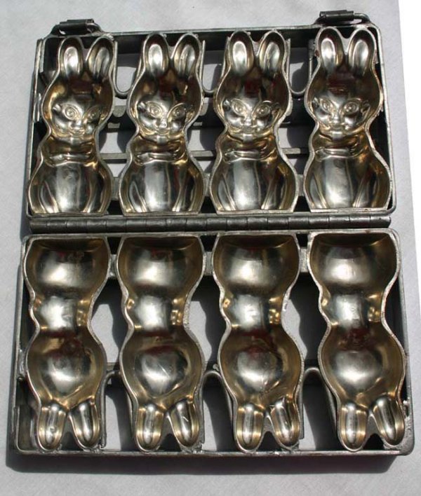 antique 4 rabbit chocolate mold