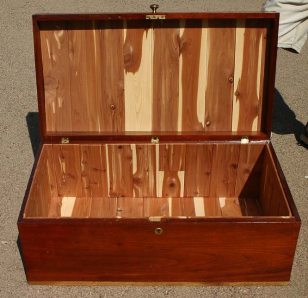 cedar lined cherry trunk w brass hardware - 32" x - 2