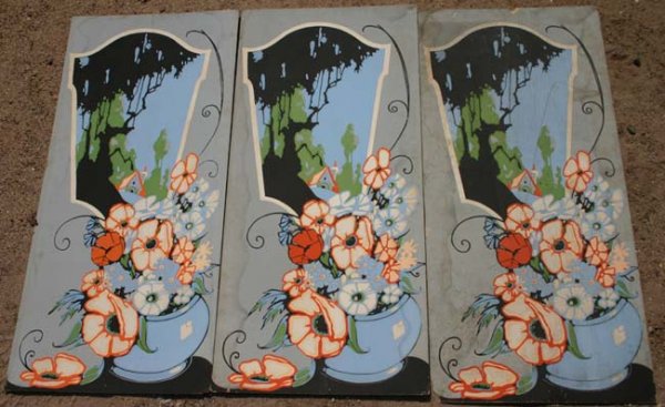 lot of 10 1930's vinatge Art Deco silk screen post - 2