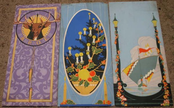 lot of 10 1930's vinatge Art Deco silk screen post - 3