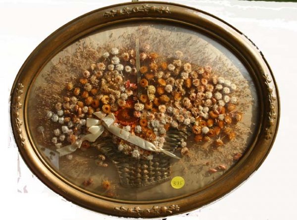 Vict dried flowers under convex glass - 12x15 oval
