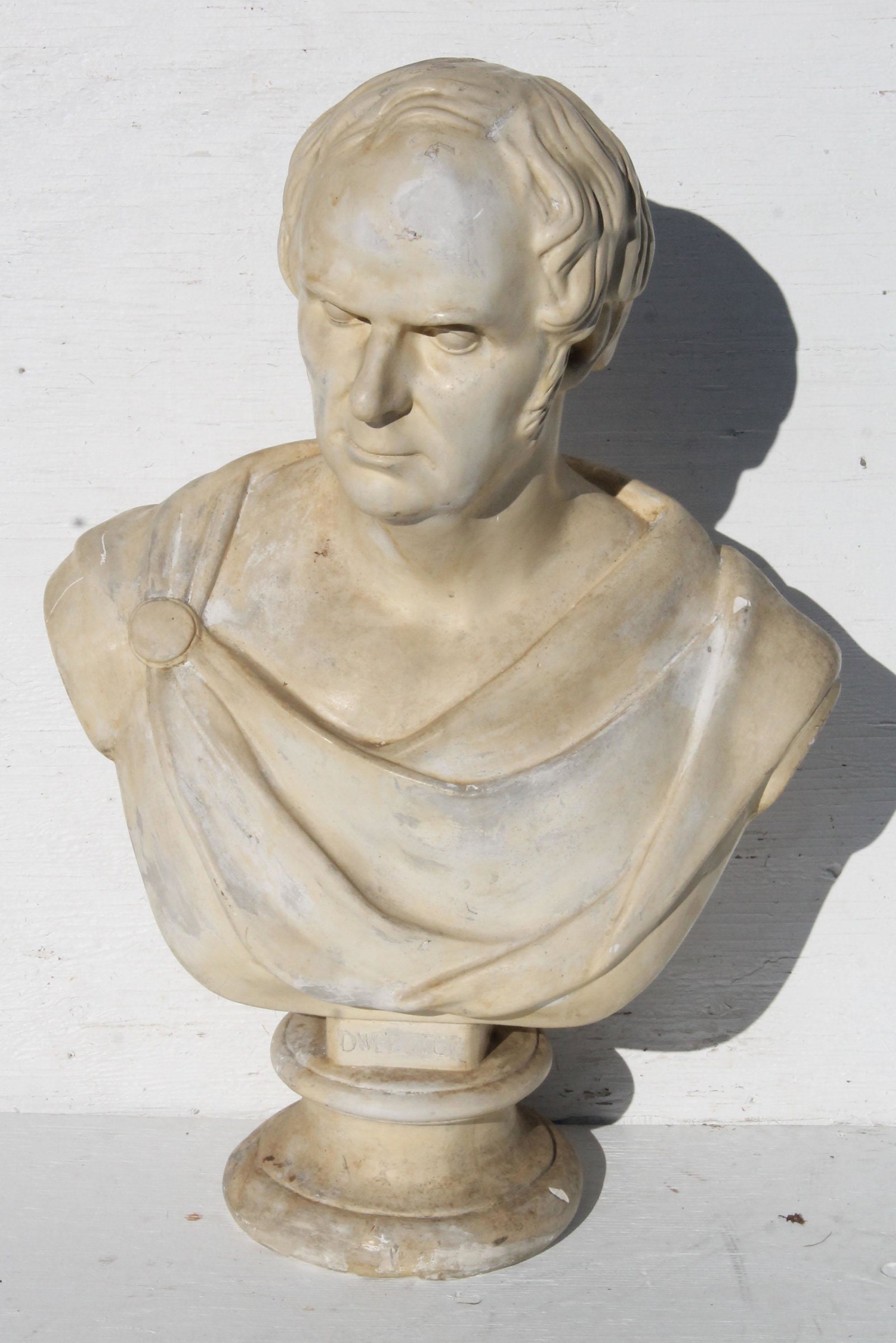 19thC plaster bust of Daniel Webster - 31 1/2" tall,: 19thC plaster bust of Daniel Webster - 31 1/2" tall, 22" wide