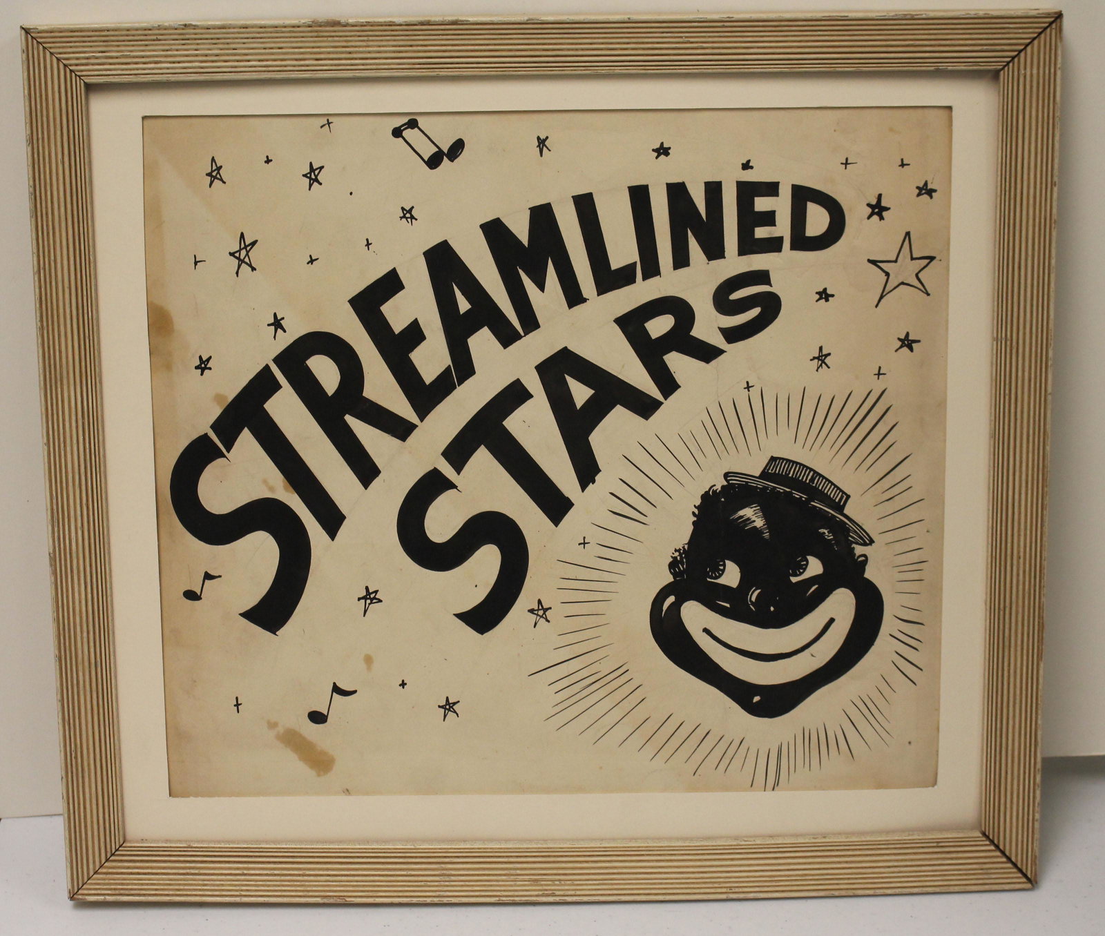 "Streamlined Stars" ink advertisement w African: "Streamlined Stars" ink advertisement w African American man & musical notes - 14"x16