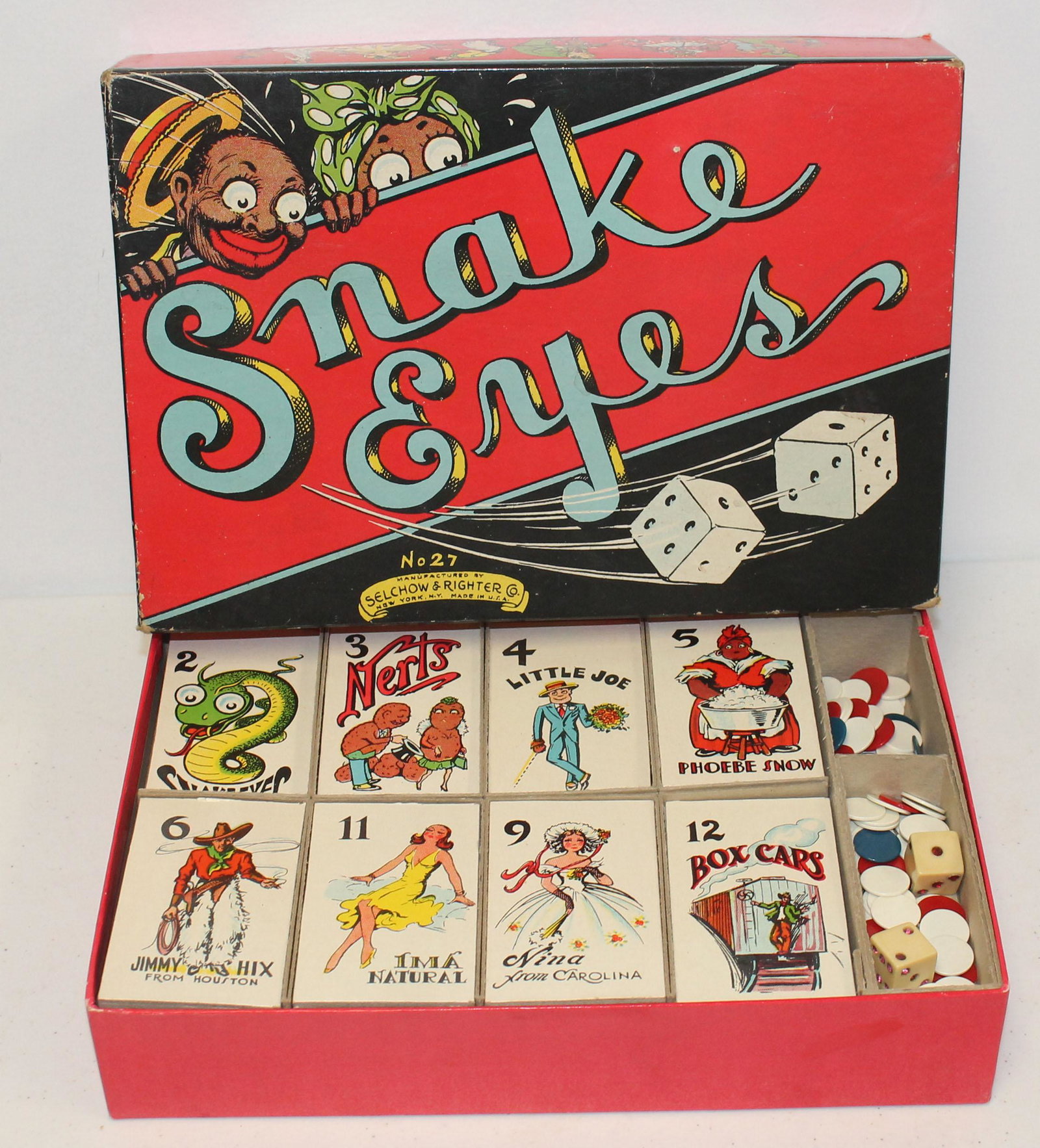 Antique "Snake Eyes" card game in orig box & wonderful: Antique "Snake Eyes" card game in orig box & wonderful condition
