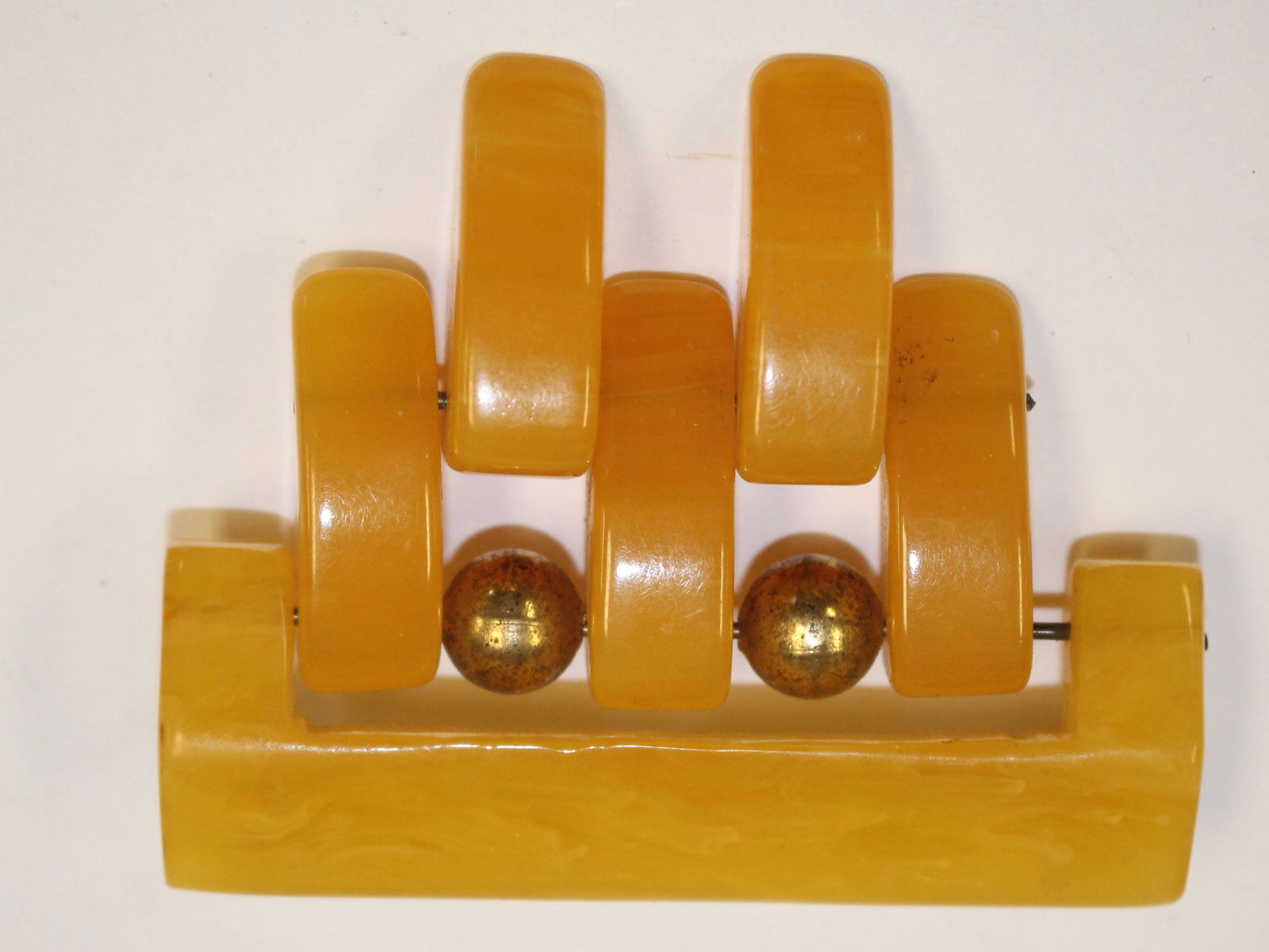 Vintage Bakelite dangle pin w brass ball accents - 2 (1 of 2)